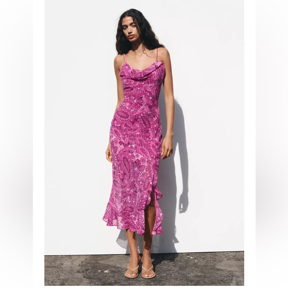 Zara Printed midi dress
